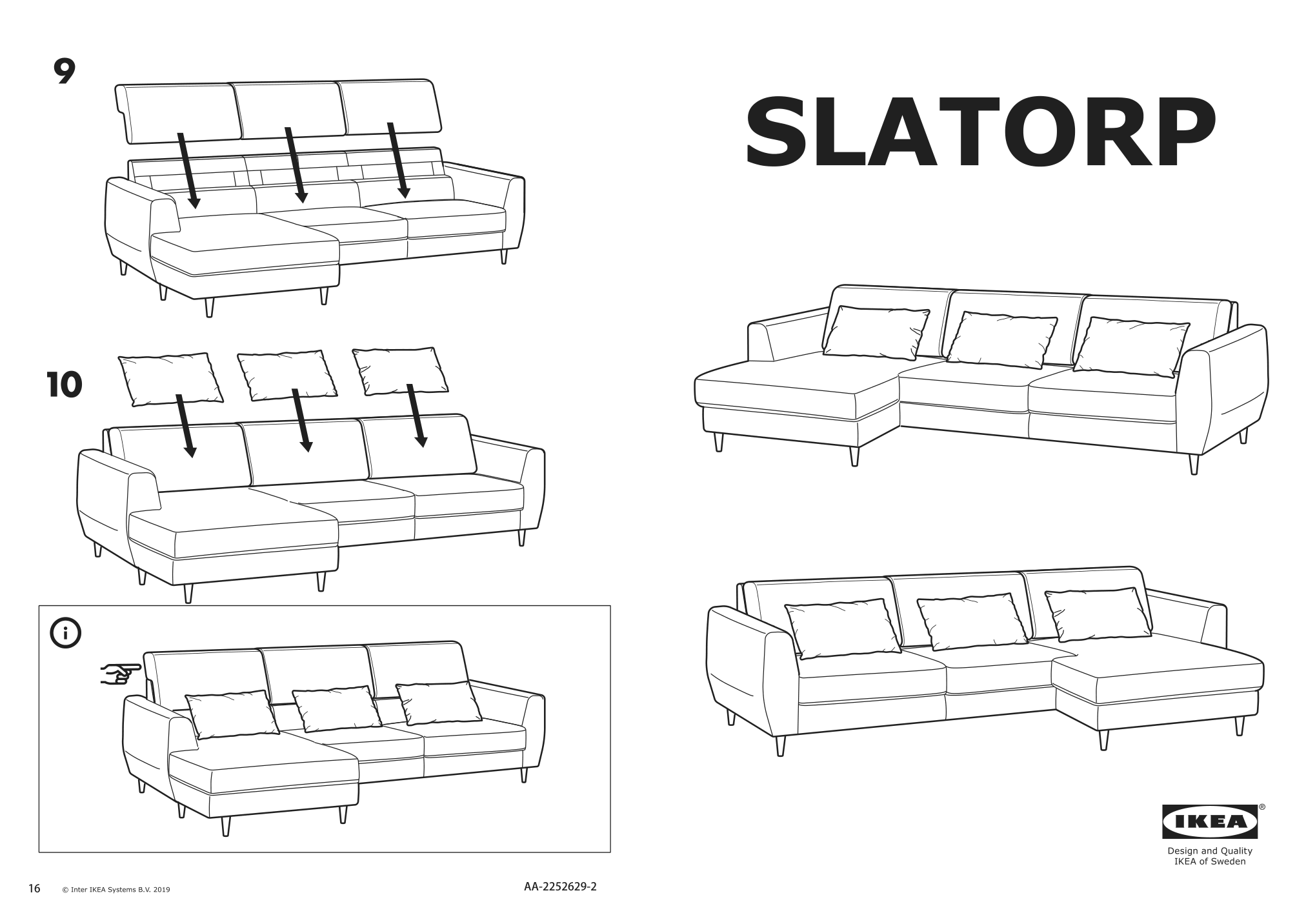 Assembly instructions for IKEA Slatorp sofa with chaise tallmyra white black | Page 1 - IKEA SLATORP sofa 505.122.58