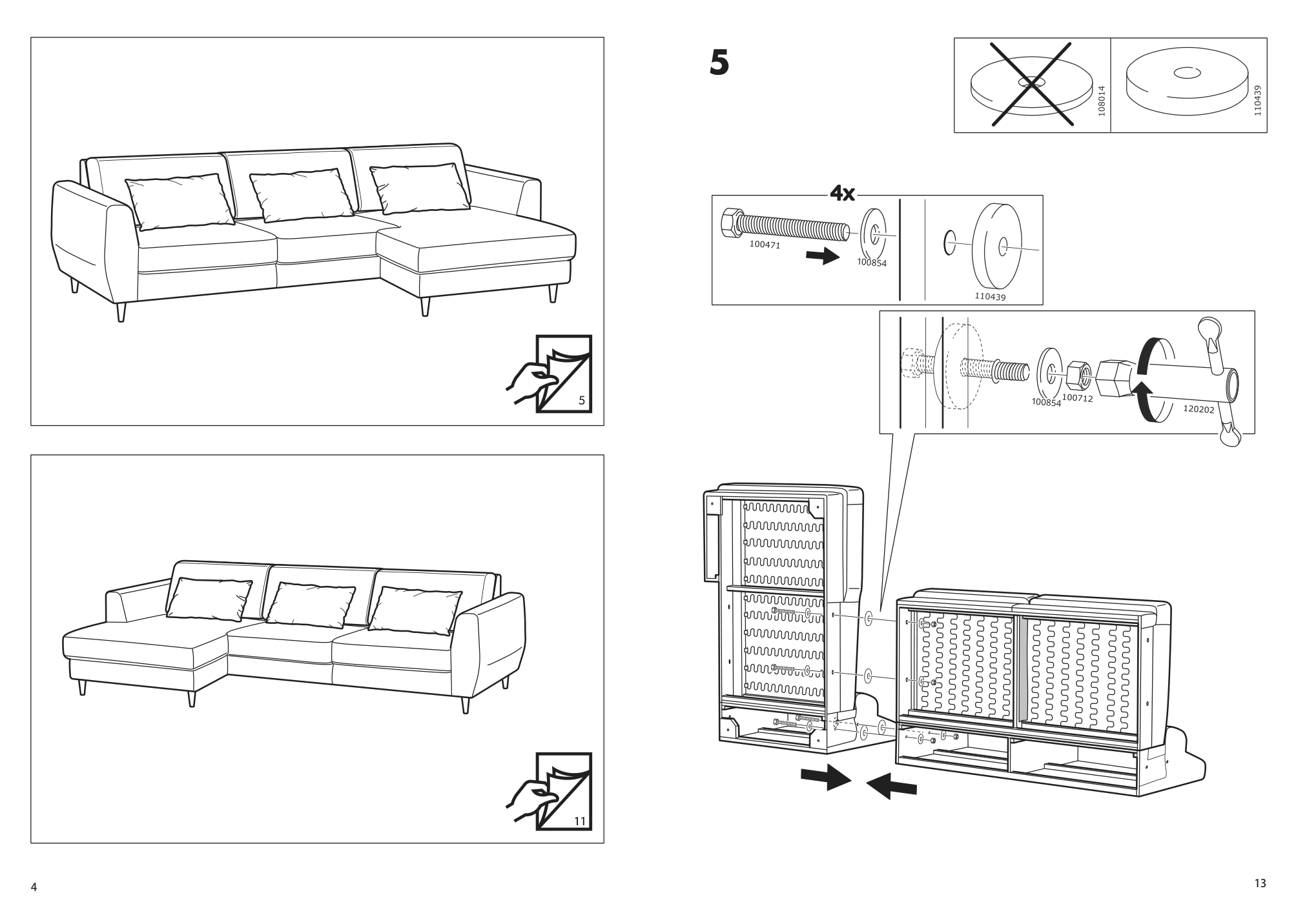 Assembly instructions for IKEA Slatorp sofa with chaise tallmyra white black | Page 4 - IKEA SLATORP sofa 505.122.58