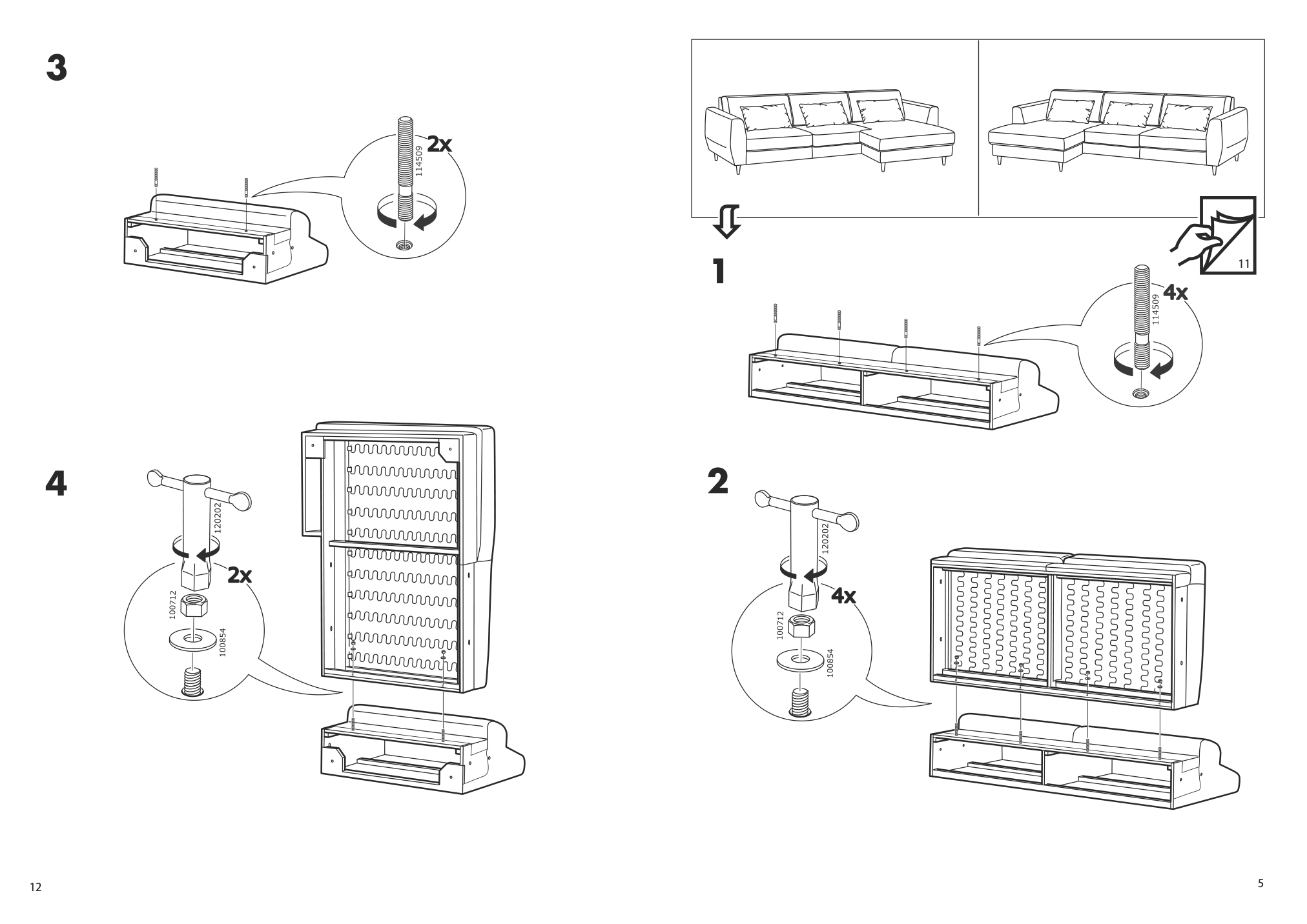 Assembly instructions for IKEA Slatorp sofa with chaise tallmyra white black | Page 5 - IKEA SLATORP sofa 505.122.58