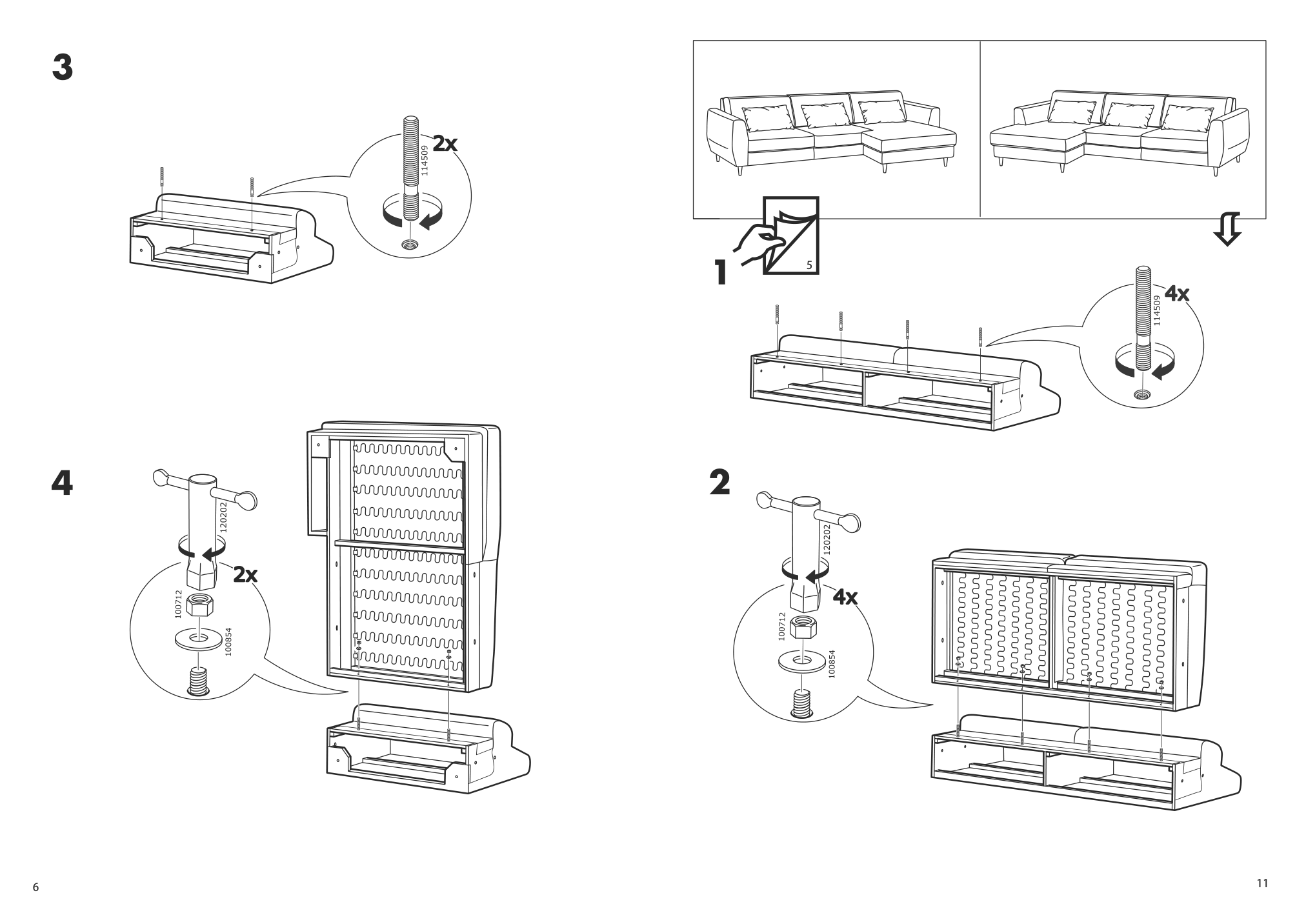 Assembly instructions for IKEA Slatorp sofa with chaise tallmyra white black | Page 6 - IKEA SLATORP sofa 505.122.58