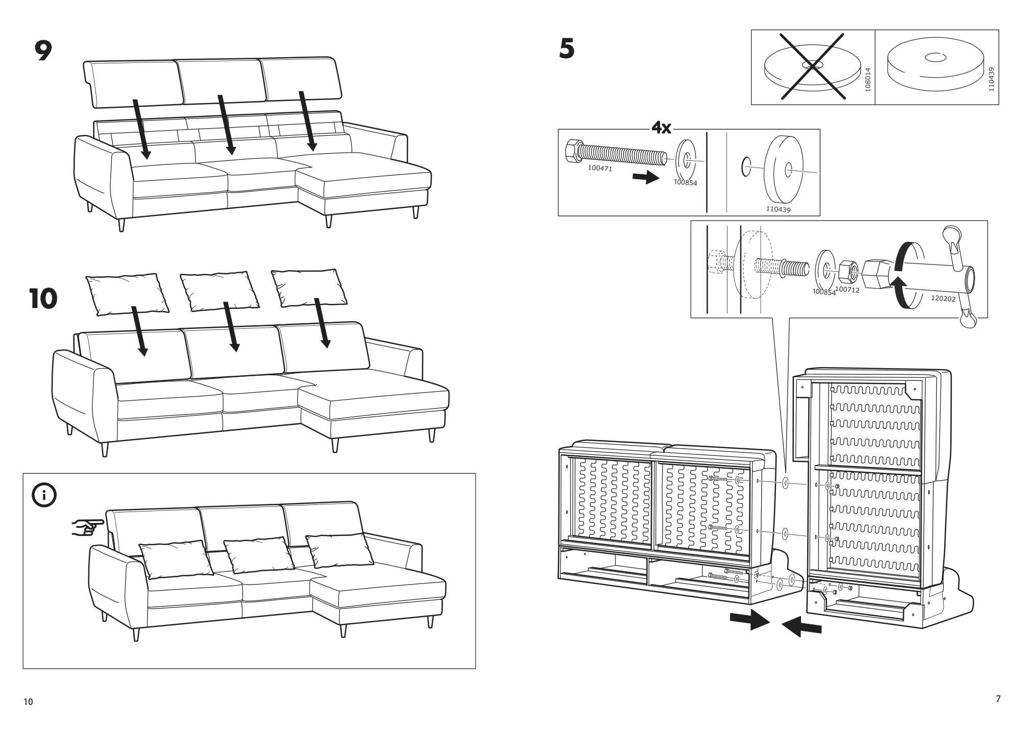 Assembly instructions for IKEA Slatorp sofa with chaise tallmyra white black | Page 7 - IKEA SLATORP sofa 505.122.58