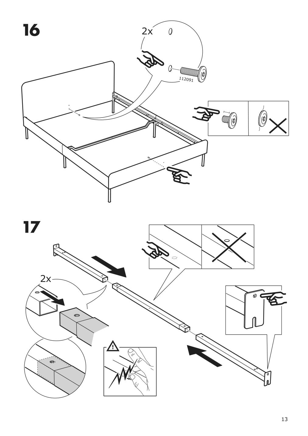 Assembly instructions for IKEA Slattum upholstered bed frame vissle dark gray | Page 13 - IKEA SLATTUM upholstered bed frame 405.712.48