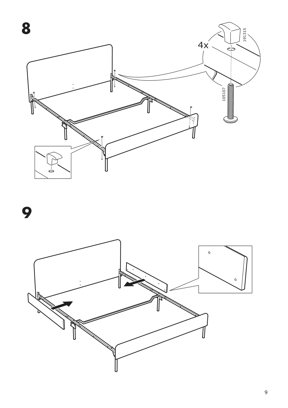 Assembly instructions for IKEA Slattum upholstered bed frame vissle dark gray | Page 9 - IKEA SLATTUM upholstered bed frame 405.712.48