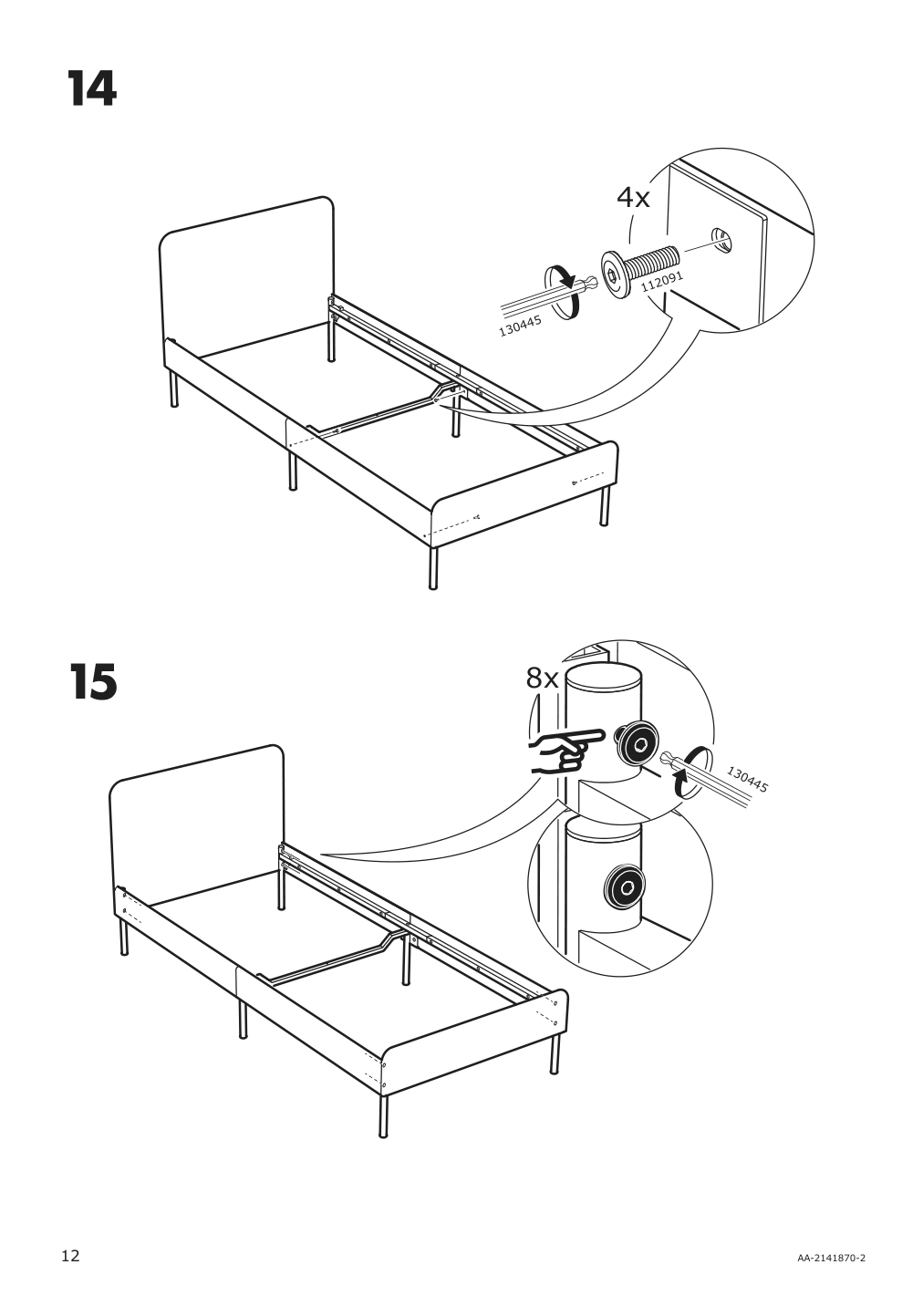 Assembly instructions for IKEA Slattum upholstered bed frame vissle dark gray | Page 12 - IKEA SLATTUM upholstered bed frame 805.712.51