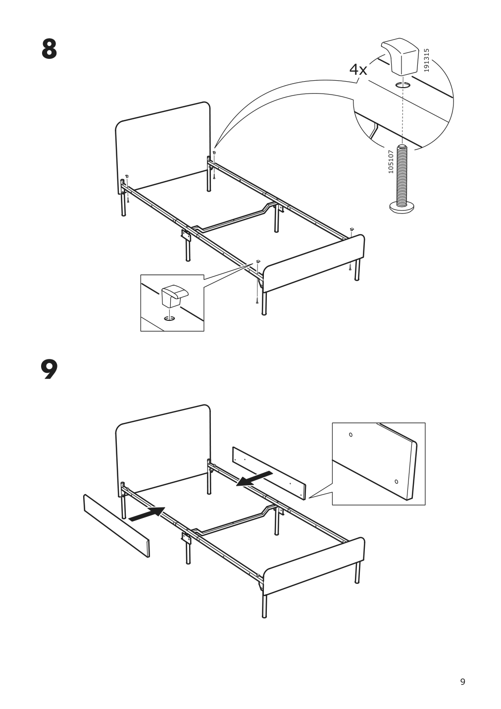 Assembly instructions for IKEA Slattum upholstered bed frame vissle dark gray | Page 9 - IKEA SLATTUM upholstered bed frame 805.712.51