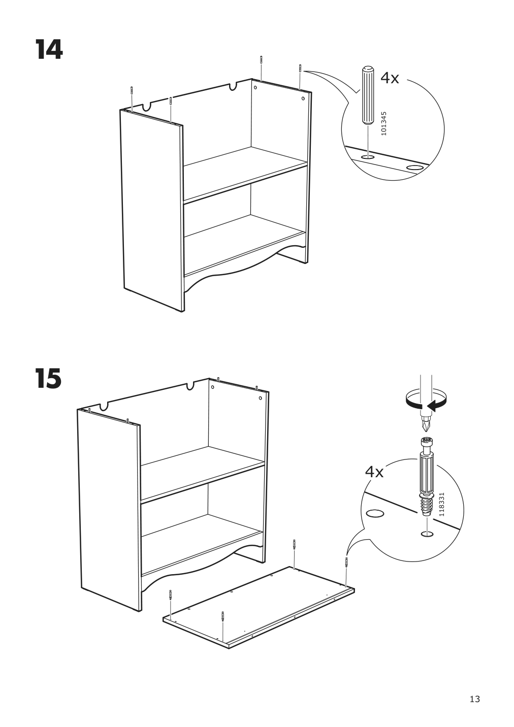 Assembly instructions for IKEA Smagoera changing table bookshelf white | Page 13 - IKEA SMÅGÖRA changing table/bookshelf 504.608.86