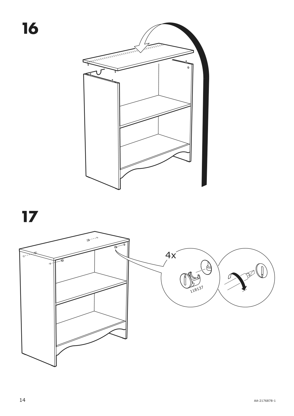 Assembly instructions for IKEA Smagoera changing table bookshelf white | Page 14 - IKEA SMÅGÖRA changing table/bookshelf 504.608.86