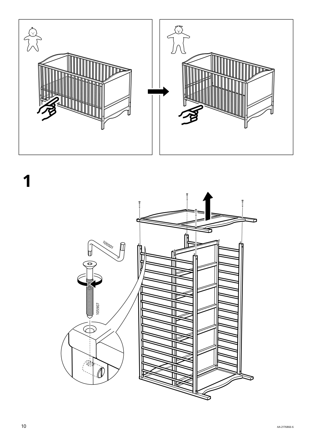 Assembly instructions for IKEA Smagoera crib white | Page 10 - IKEA SMÅGÖRA crib 504.612.30