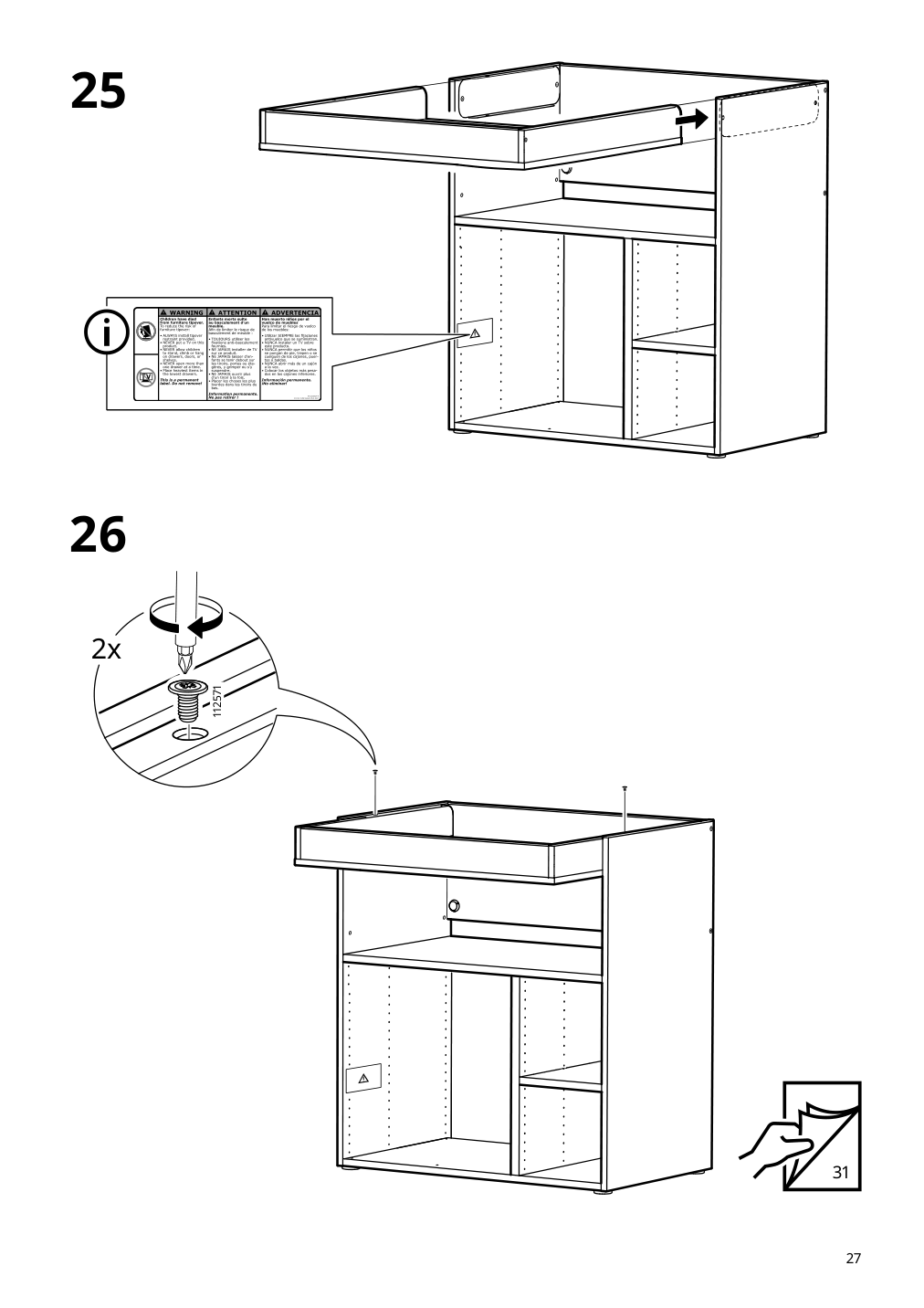 Assembly instructions for IKEA Smastad changing table desk white | Page 27 - IKEA SMÅSTAD desk 193.922.58