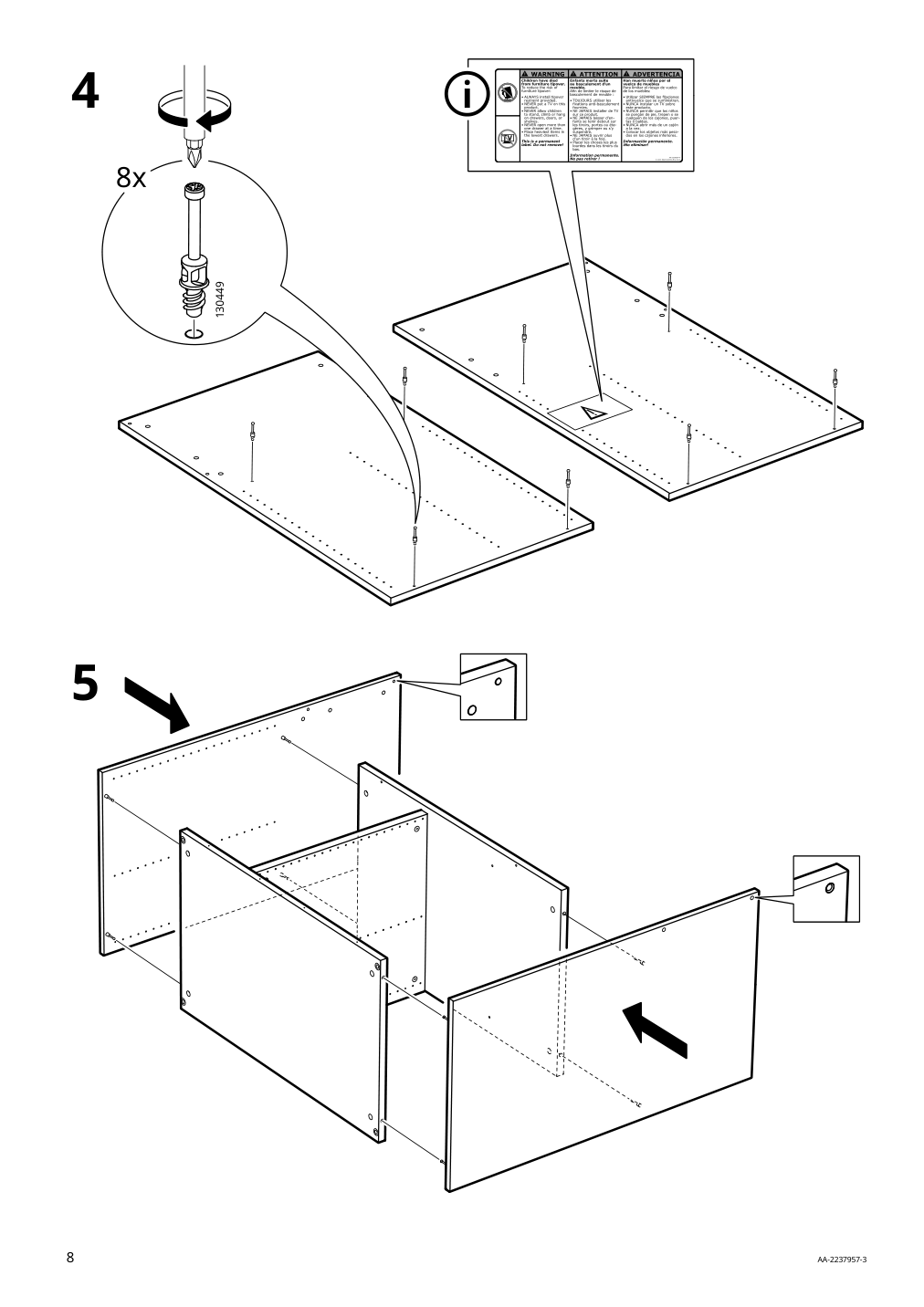 Assembly instructions for IKEA Smastad changing table desk white | Page 8 - IKEA SMÅSTAD / UPPFÖRA storage combination 694.312.00