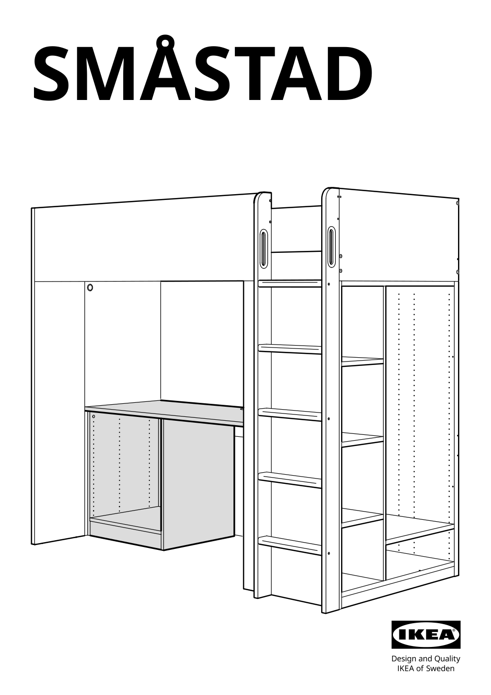 Assembly instructions for IKEA Smastad loft bed frame desk and storage white | Page 1 - IKEA SMÅSTAD loft bed 894.355.94