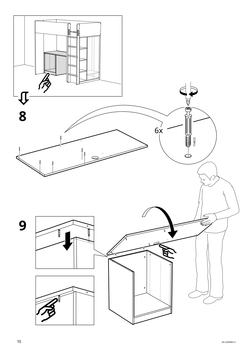 Assembly instructions for IKEA Smastad loft bed frame desk and storage white | Page 10 - IKEA SMÅSTAD loft bed 194.354.89