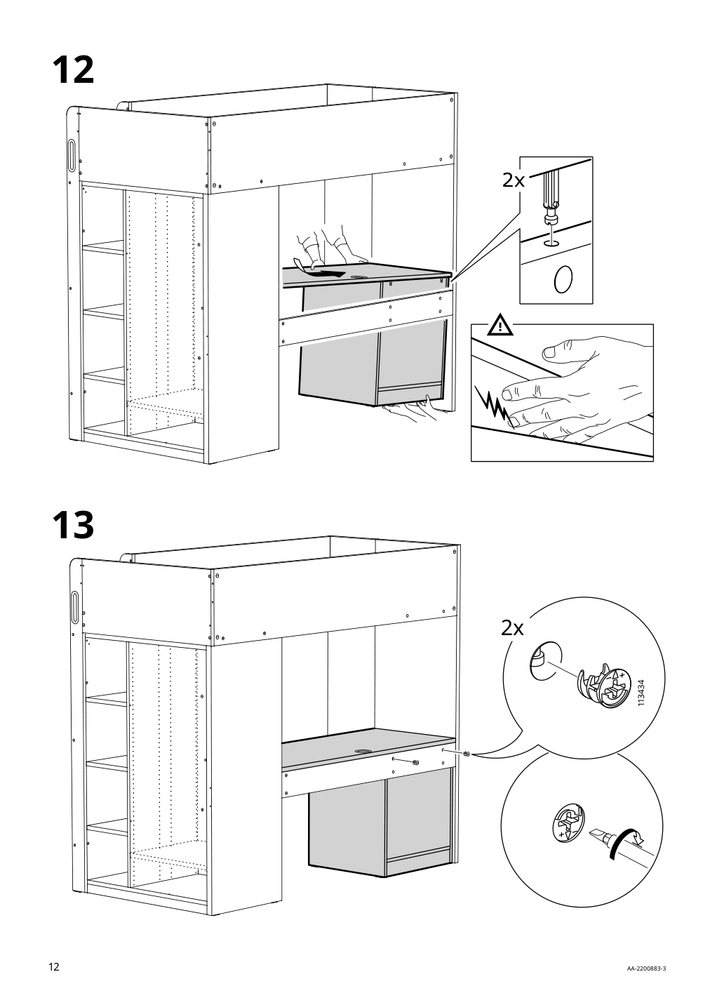 Assembly instructions for IKEA Smastad loft bed frame desk and storage white | Page 12 - IKEA SMÅSTAD loft bed 094.374.36