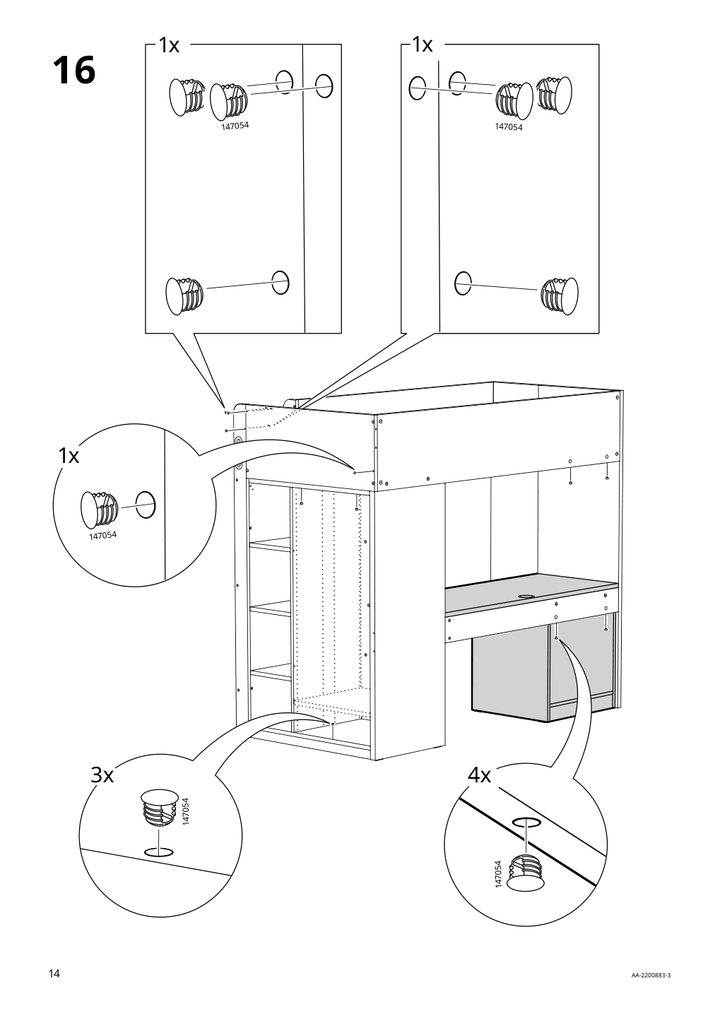 Assembly instructions for IKEA Smastad loft bed frame desk and storage white | Page 14 - IKEA SMÅSTAD loft bed frame, desk and storage 504.540.36