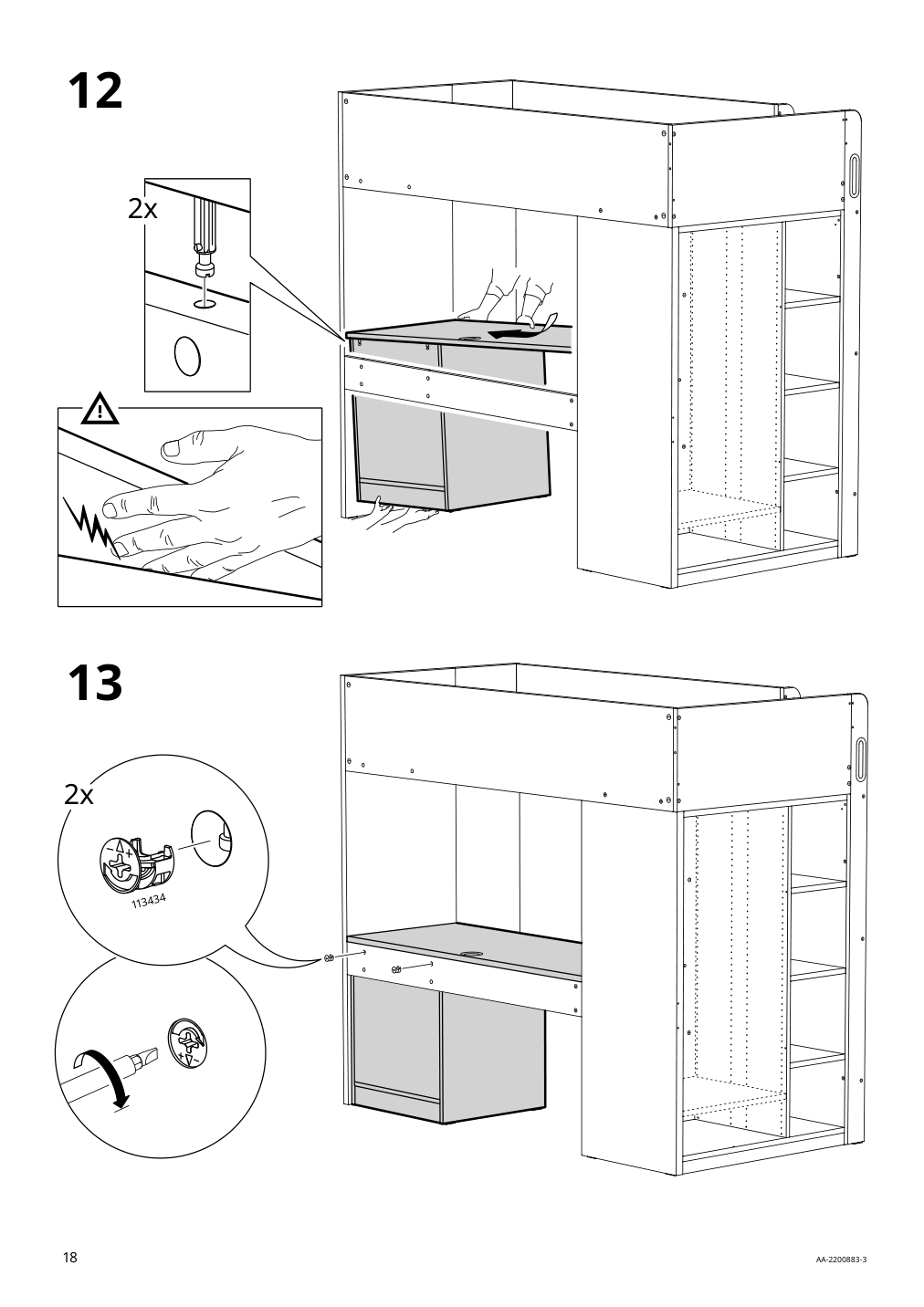 Assembly instructions for IKEA Smastad loft bed frame desk and storage white | Page 18 - IKEA SMÅSTAD loft bed frame, desk and storage 504.540.36