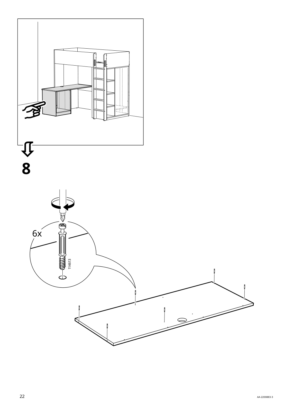 Assembly instructions for IKEA Smastad loft bed frame desk and storage white | Page 22 - IKEA SMÅSTAD loft bed 894.355.94