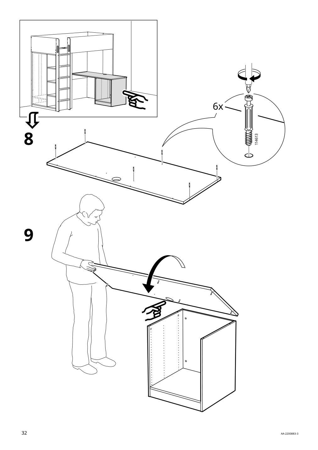 Assembly instructions for IKEA Smastad loft bed frame desk and storage white | Page 32 - IKEA SMÅSTAD loft bed 794.374.52