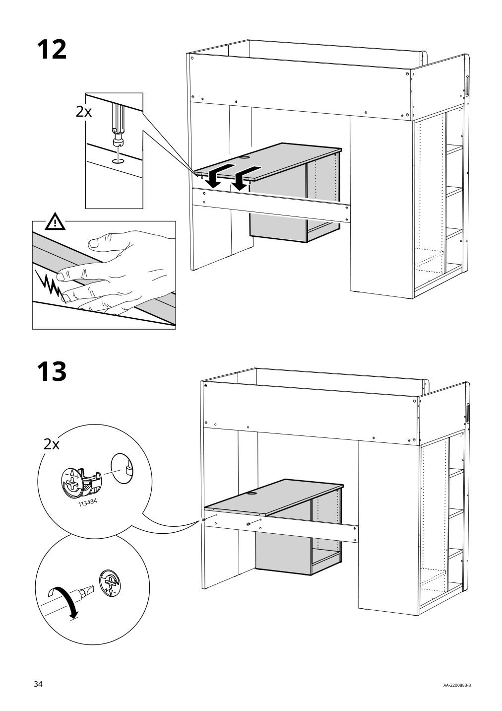 Assembly instructions for IKEA Smastad loft bed frame desk and storage white | Page 34 - IKEA SMÅSTAD loft bed frame, desk and storage 504.540.36