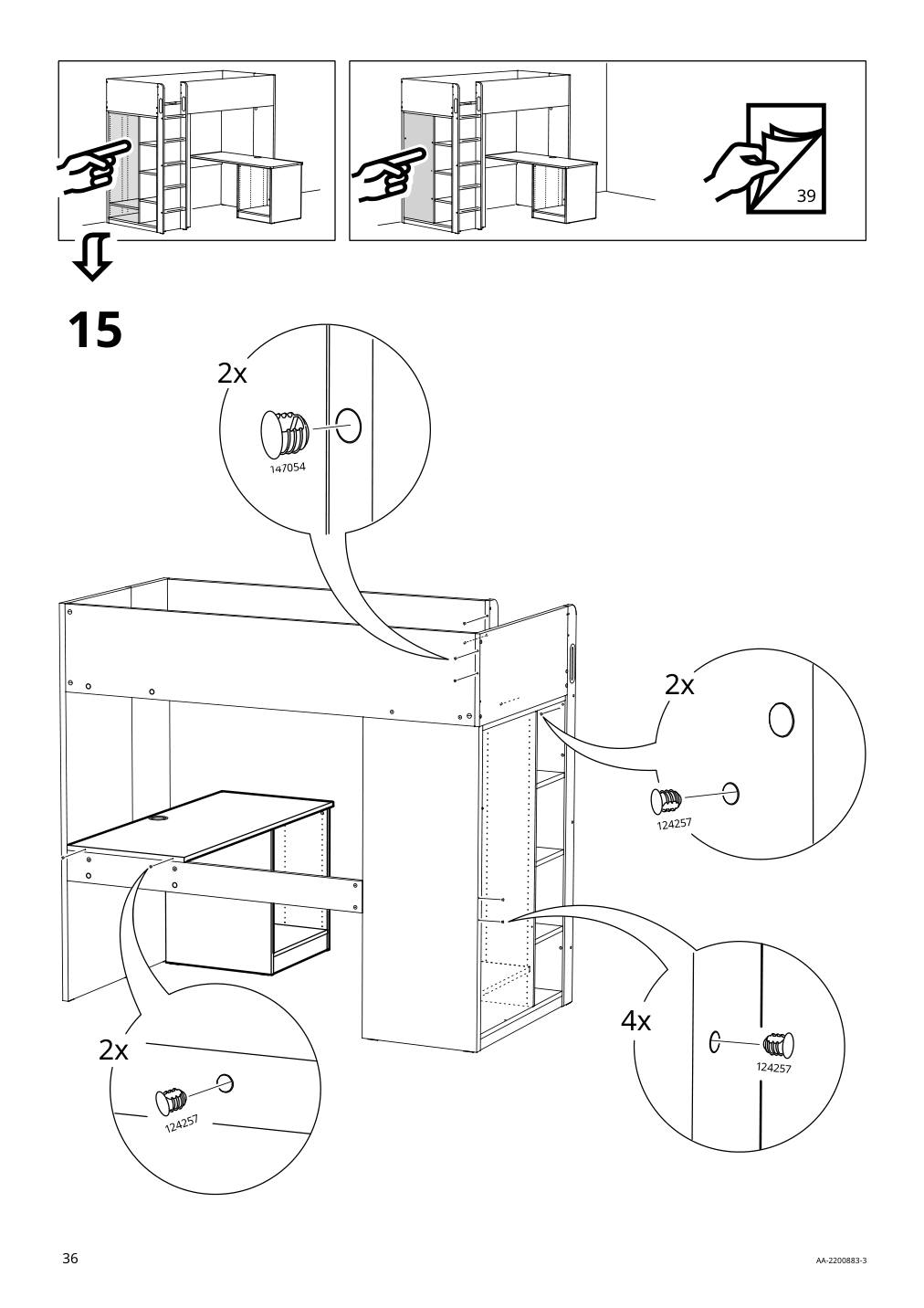 Assembly instructions for IKEA Smastad loft bed frame desk and storage white | Page 36 - IKEA SMÅSTAD loft bed frame, desk and storage 504.540.36