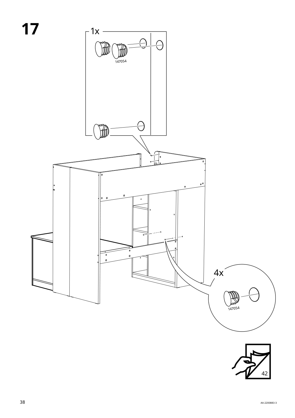 Assembly instructions for IKEA Smastad loft bed frame desk and storage white | Page 38 - IKEA SMÅSTAD loft bed frame, desk and storage 504.540.36