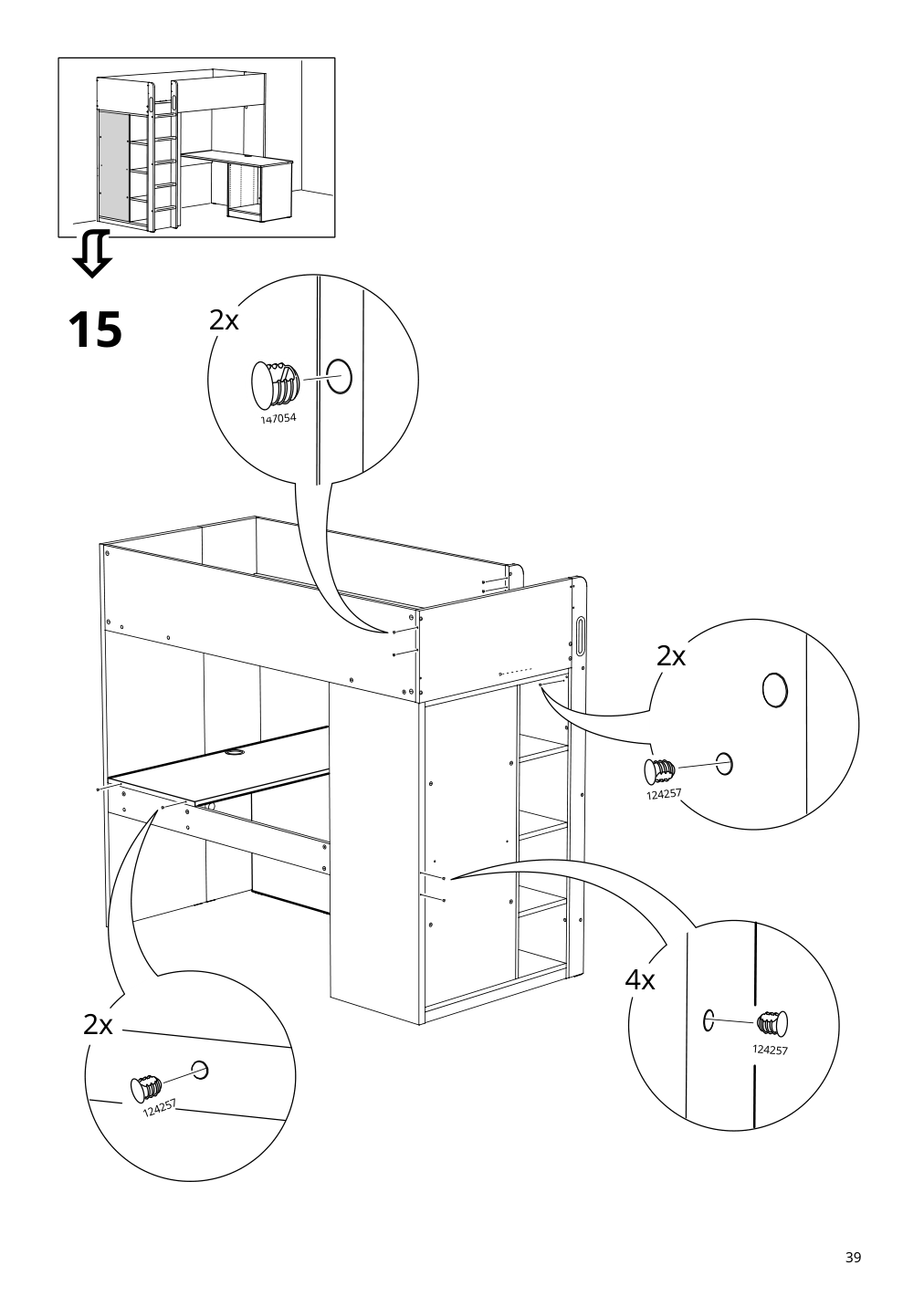 Assembly instructions for IKEA Smastad loft bed frame desk and storage white | Page 39 - IKEA SMÅSTAD loft bed 894.355.94