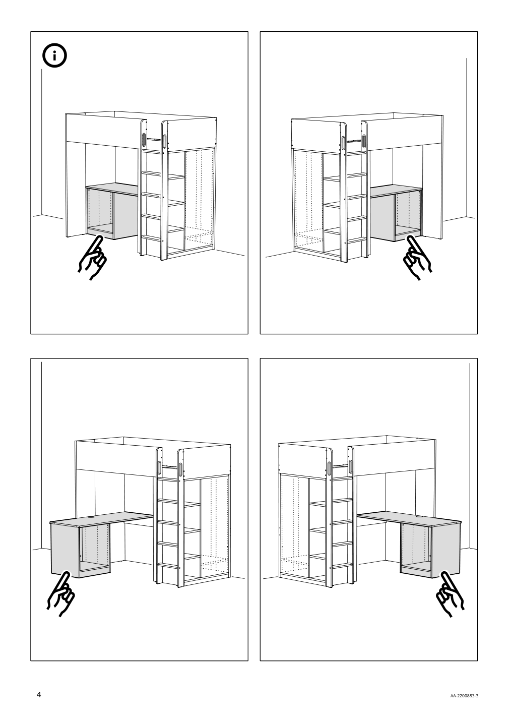 Assembly instructions for IKEA Smastad loft bed frame desk and storage white | Page 4 - IKEA SMÅSTAD loft bed 194.354.89