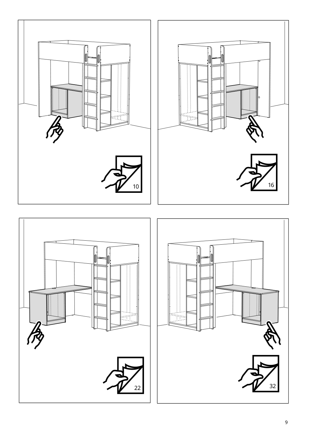 Assembly instructions for IKEA Smastad loft bed frame desk and storage white | Page 9 - IKEA SMÅSTAD loft bed 895.202.19