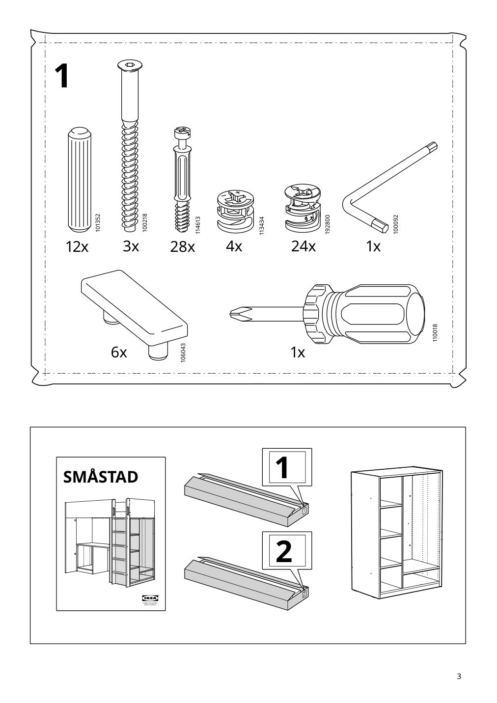 Assembly instructions for IKEA Smastad loft bed frame desk and storage white | Page 3 - IKEA SMÅSTAD loft bed frame, desk and storage 504.540.36