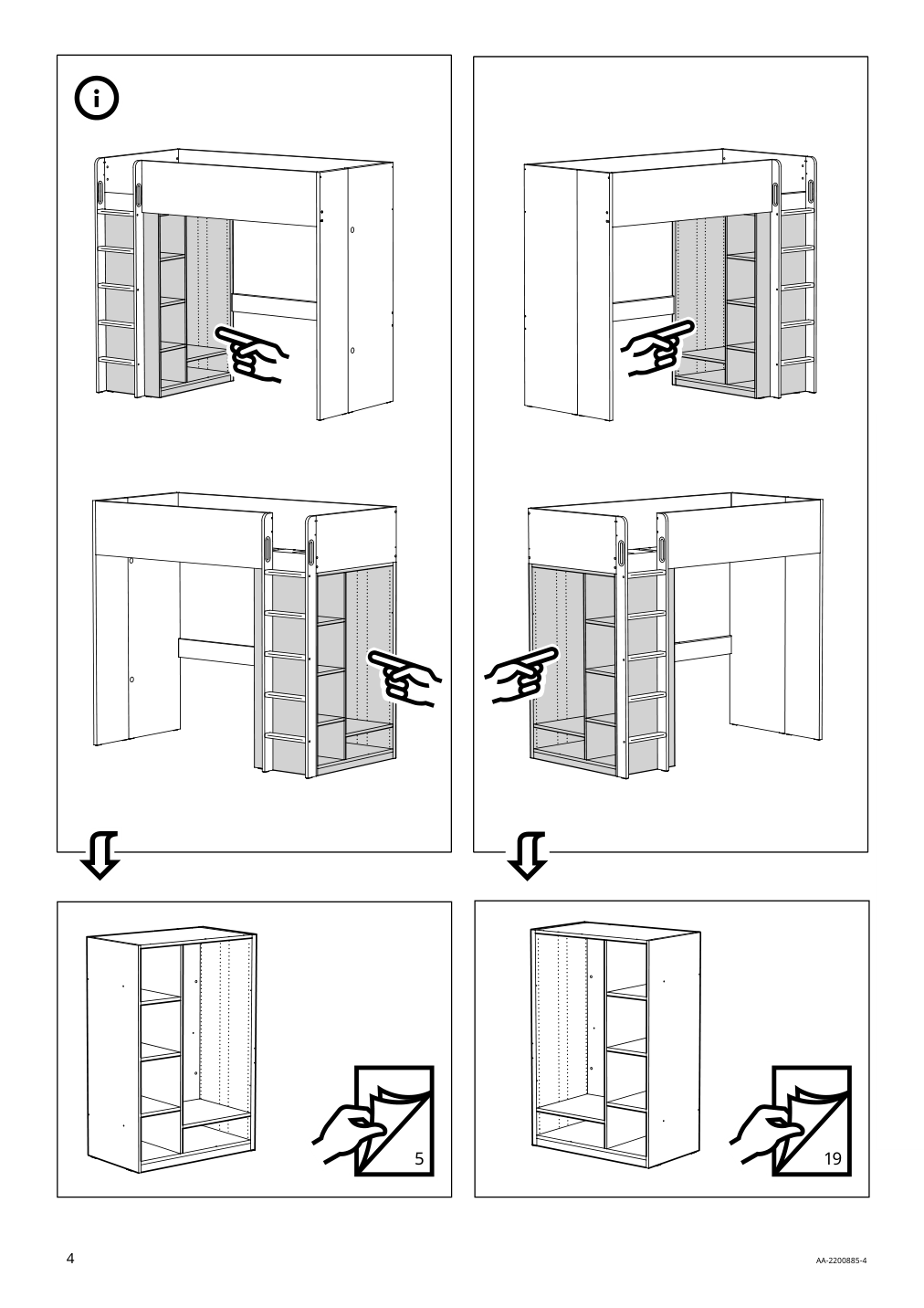 Assembly instructions for IKEA Smastad loft bed frame desk and storage white | Page 4 - IKEA SMÅSTAD loft bed 194.354.89