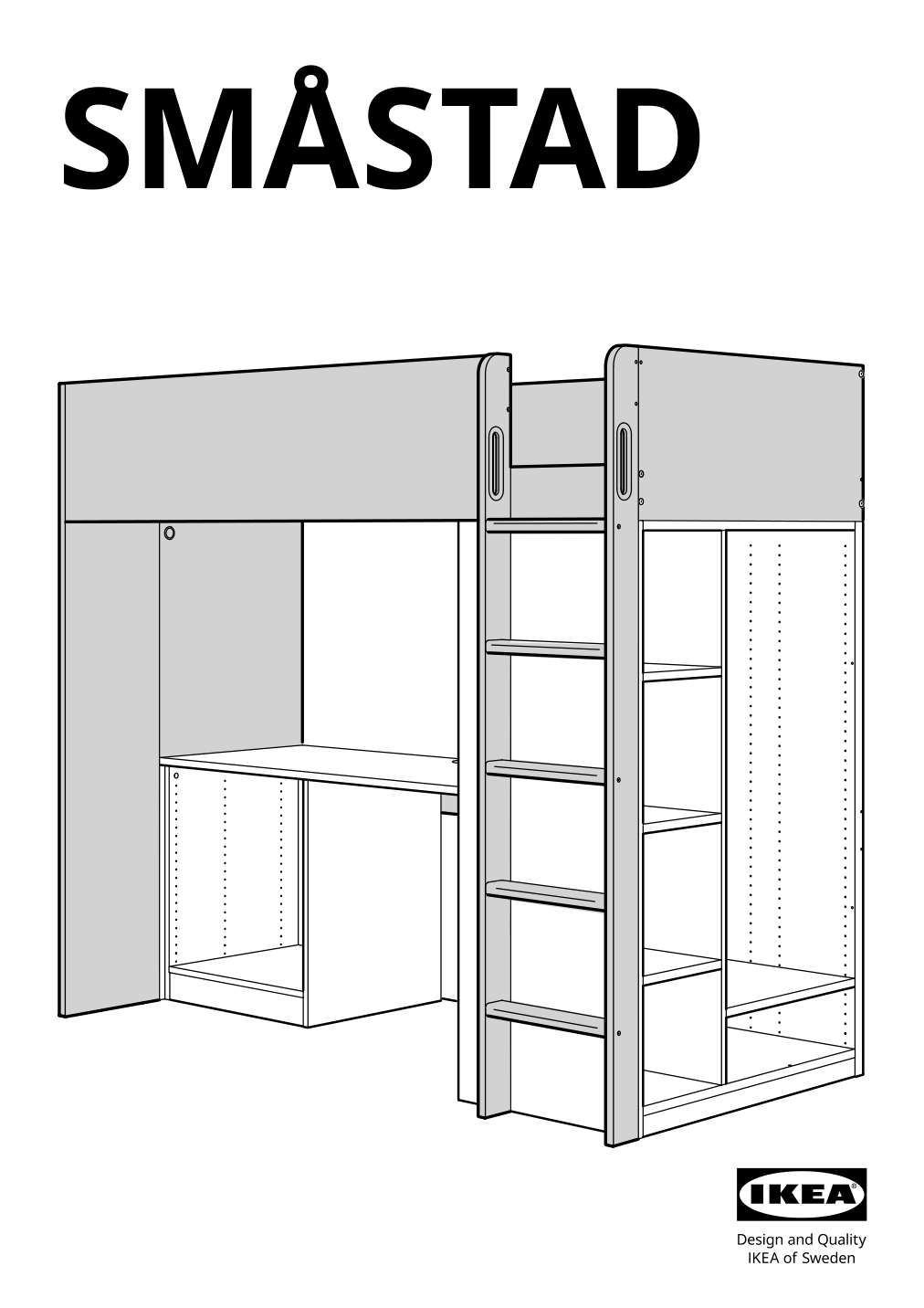 Assembly instructions for IKEA Smastad loft bed frame desk and storage white | Page 1 - IKEA SMÅSTAD loft bed 895.202.19