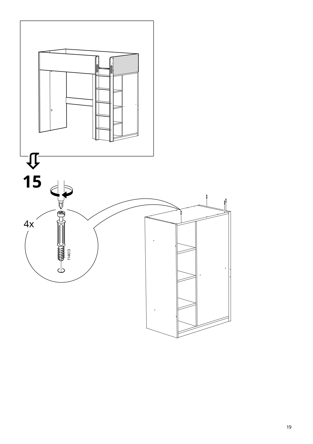 Assembly instructions for IKEA Smastad loft bed frame desk and storage white | Page 19 - IKEA SMÅSTAD loft bed frame, desk and storage 504.540.36