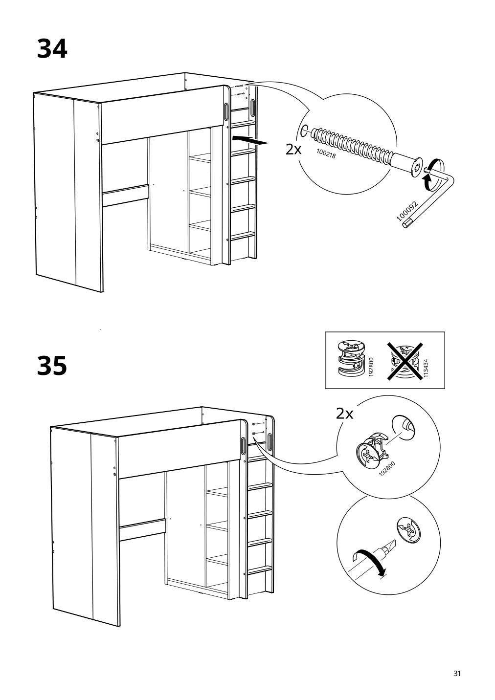 Assembly instructions for IKEA Smastad loft bed frame desk and storage white | Page 31 - IKEA SMÅSTAD loft bed 894.355.94