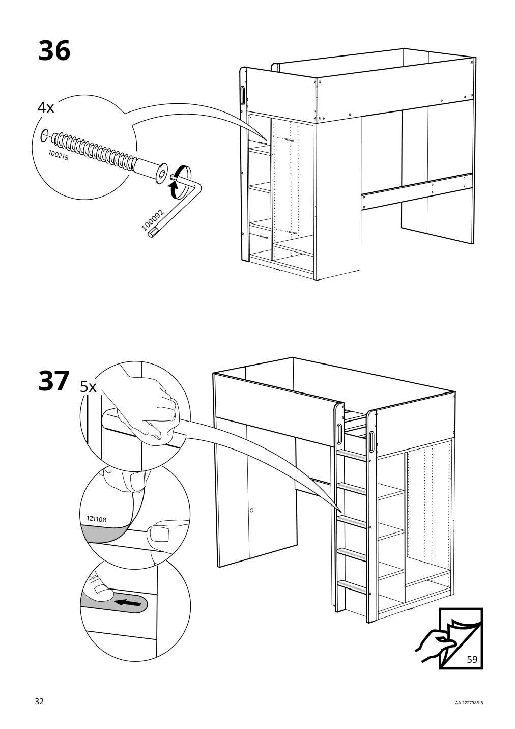 Assembly instructions for IKEA Smastad loft bed frame desk and storage white | Page 32 - IKEA SMÅSTAD loft bed 695.202.58