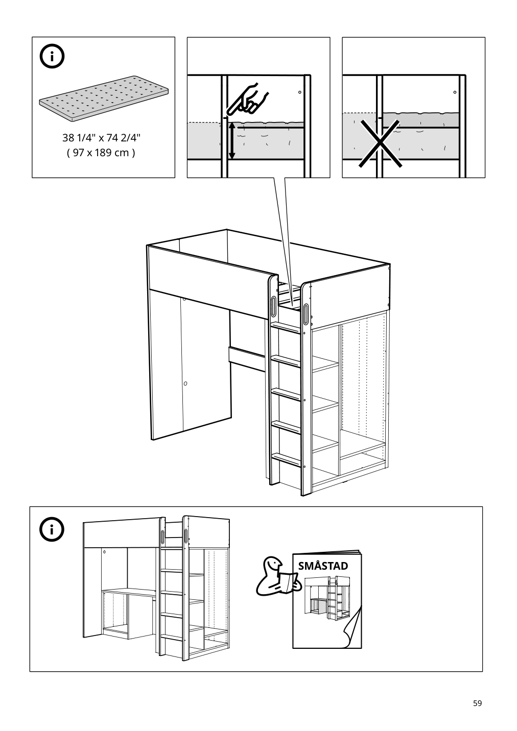 Assembly instructions for IKEA Smastad loft bed frame desk and storage white | Page 59 - IKEA SMÅSTAD loft bed frame, desk and storage 504.540.36