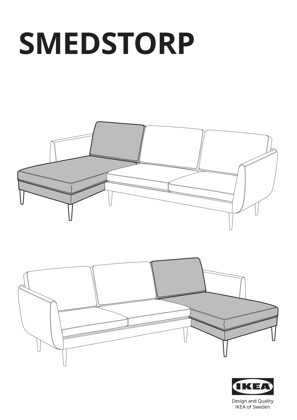 Assembly instructions for IKEA Smedstorp chaise section frame lejde red brown | Page 1 - IKEA SMEDSTORP sofa with chaise 294.185.97