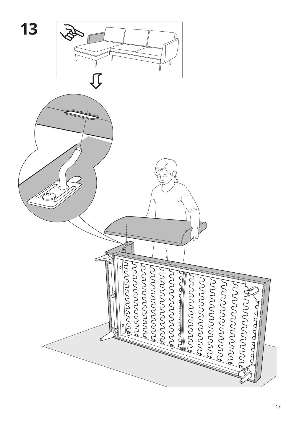 Assembly instructions for IKEA Smedstorp chaise section frame viarp beige brown | Page 17 - IKEA SMEDSTORP sectional, 4-seat with chaise 994.783.47