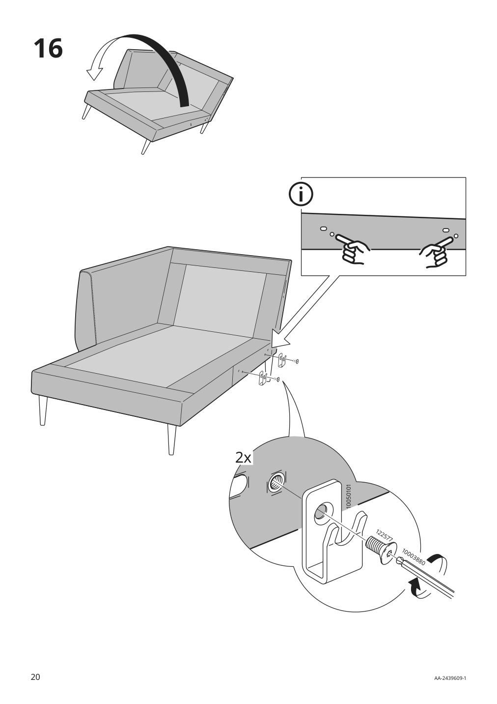 Assembly instructions for IKEA Smedstorp chaise section frame lejde red brown | Page 20 - IKEA SMEDSTORP sectional, 4-seat with chaise 294.783.41