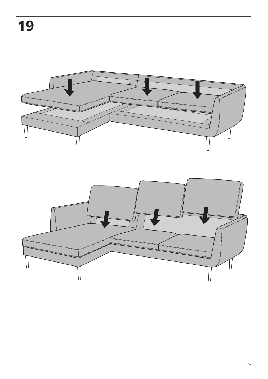 Assembly instructions for IKEA Smedstorp chaise section frame viarp beige brown | Page 23 - IKEA SMEDSTORP sofa with chaise 594.185.91