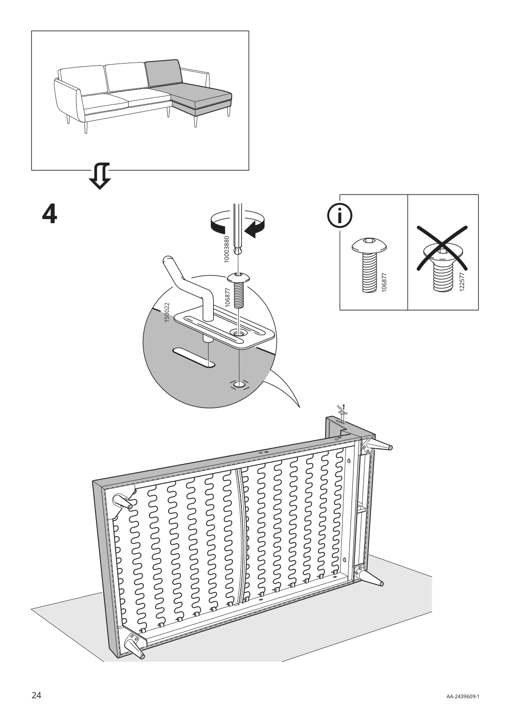 Assembly instructions for IKEA Smedstorp chaise section frame viarp beige brown | Page 24 - IKEA SMEDSTORP sofa with chaise 994.185.94