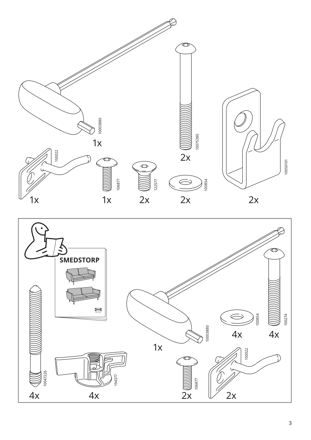 Assembly instructions for IKEA Smedstorp chaise section frame lejde red brown | Page 3 - IKEA SMEDSTORP sectional, 4-seat with chaise 894.783.38