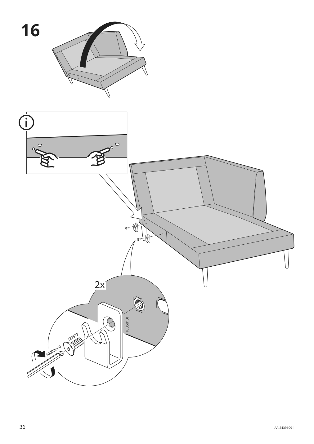 Assembly instructions for IKEA Smedstorp chaise section frame viarp beige brown | Page 36 - IKEA SMEDSTORP sofa with chaise 994.185.94