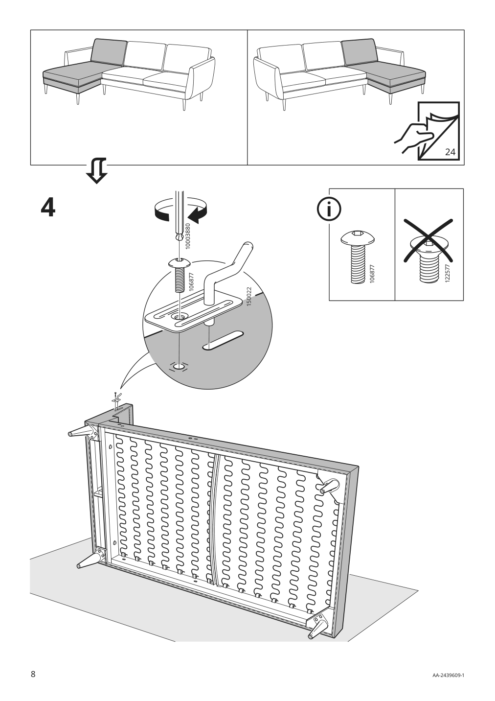 Assembly instructions for IKEA Smedstorp chaise section frame viarp beige brown | Page 8 - IKEA SMEDSTORP sectional, 4-seat with chaise 994.783.47