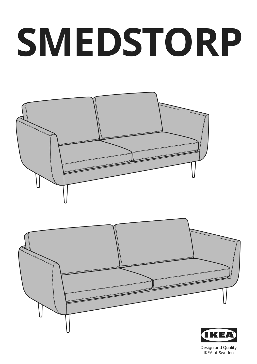 Assembly instructions for IKEA Smedstorp sofa frame lejde red brown | Page 1 - IKEA SMEDSTORP sofa 694.186.04