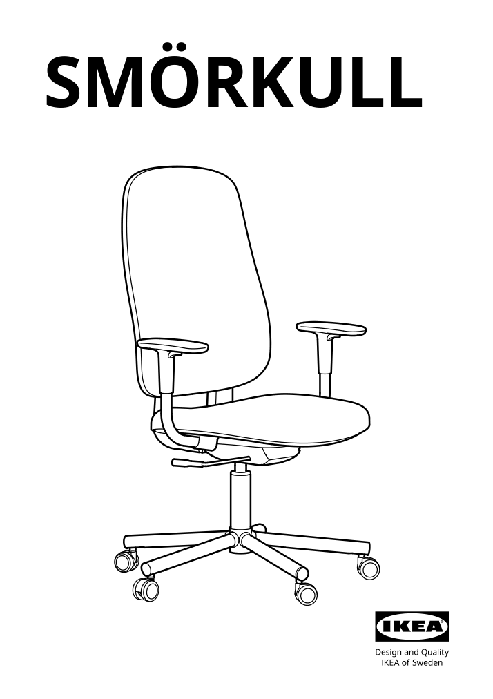 Assembly instructions for IKEA Smoerkull office chair with armrests graesnaes red | Page 1 - IKEA SMÖRKULL office chair with armrests 605.034.37