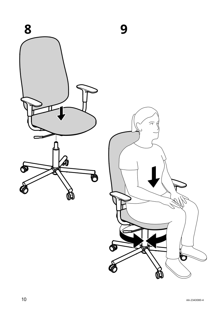 Assembly instructions for IKEA Smoerkull office chair with armrests graesnaes red | Page 10 - IKEA SMÖRKULL office chair with armrests 605.034.37