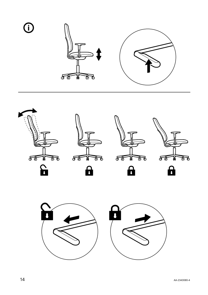 Assembly instructions for IKEA Smoerkull office chair with armrests graesnaes red | Page 14 - IKEA SMÖRKULL office chair with armrests 605.034.37