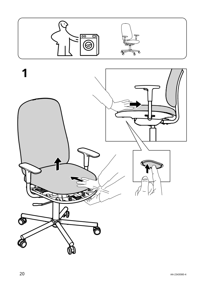 Assembly instructions for IKEA Smoerkull office chair with armrests graesnaes red | Page 20 - IKEA SMÖRKULL office chair with armrests 605.034.37