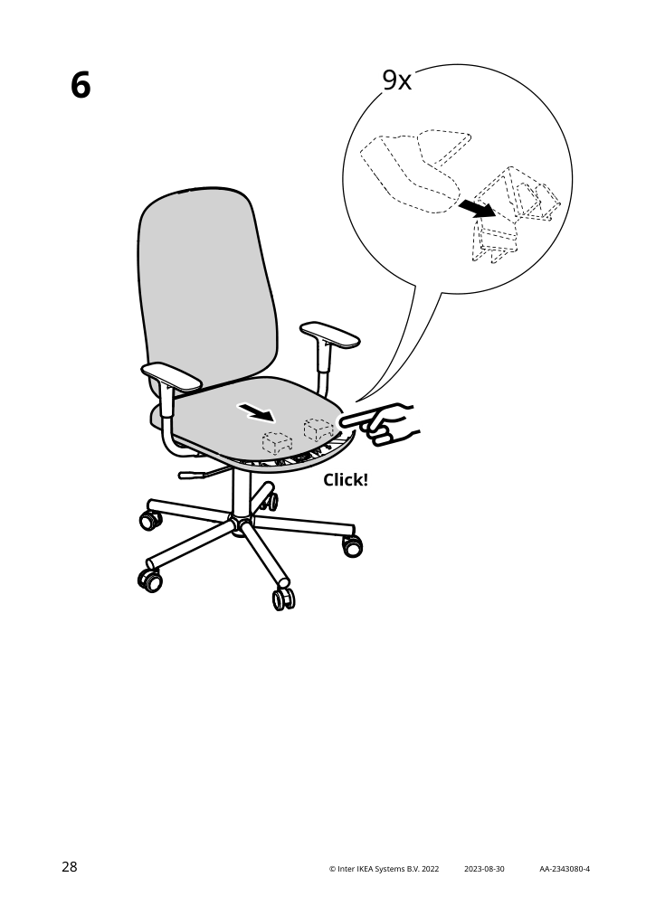 Assembly instructions for IKEA Smoerkull office chair with armrests graesnaes red | Page 28 - IKEA SMÖRKULL office chair with armrests 605.034.37