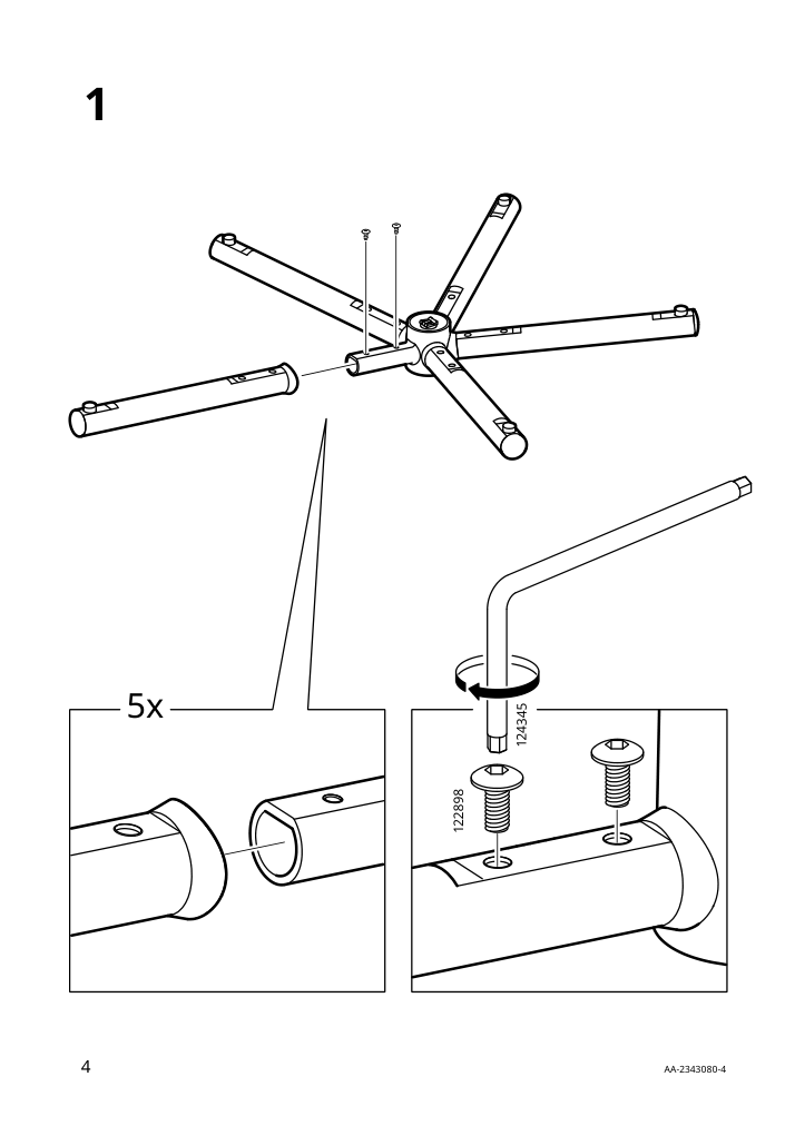 Assembly instructions for IKEA Smoerkull office chair with armrests graesnaes red | Page 4 - IKEA SMÖRKULL office chair with armrests 605.034.37