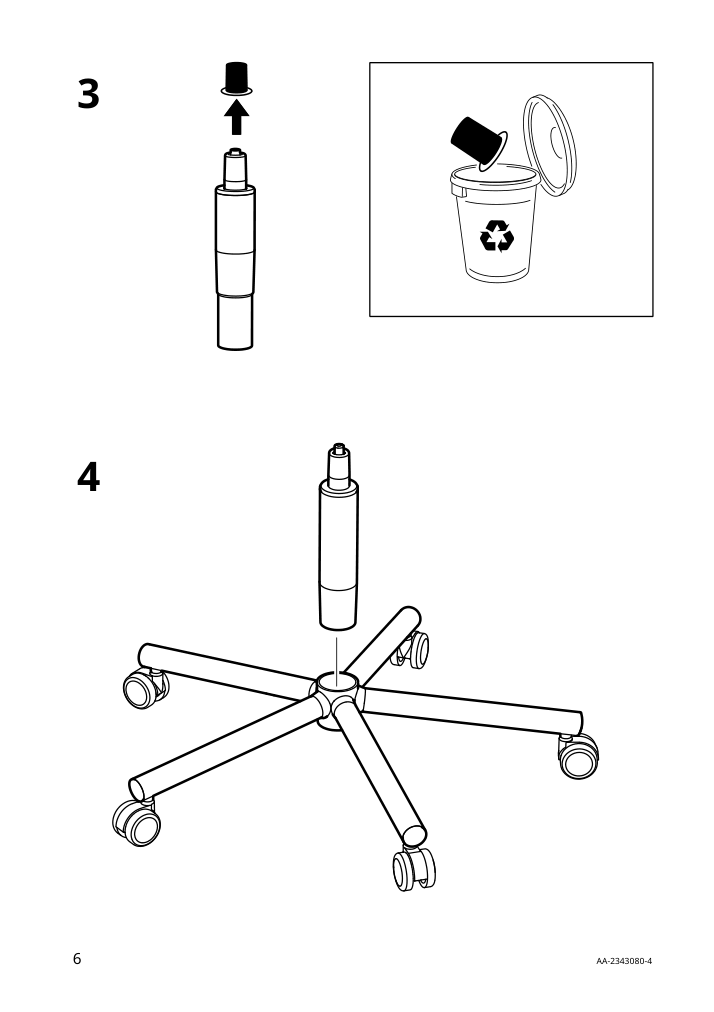 Assembly instructions for IKEA Smoerkull office chair with armrests graesnaes red | Page 6 - IKEA SMÖRKULL office chair with armrests 605.034.37